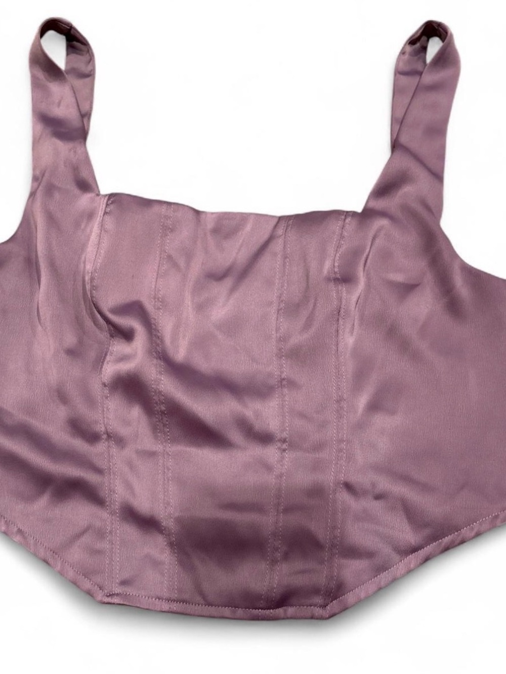 wild fable Satin Square-Neck Crop Cami - Mauve Pink